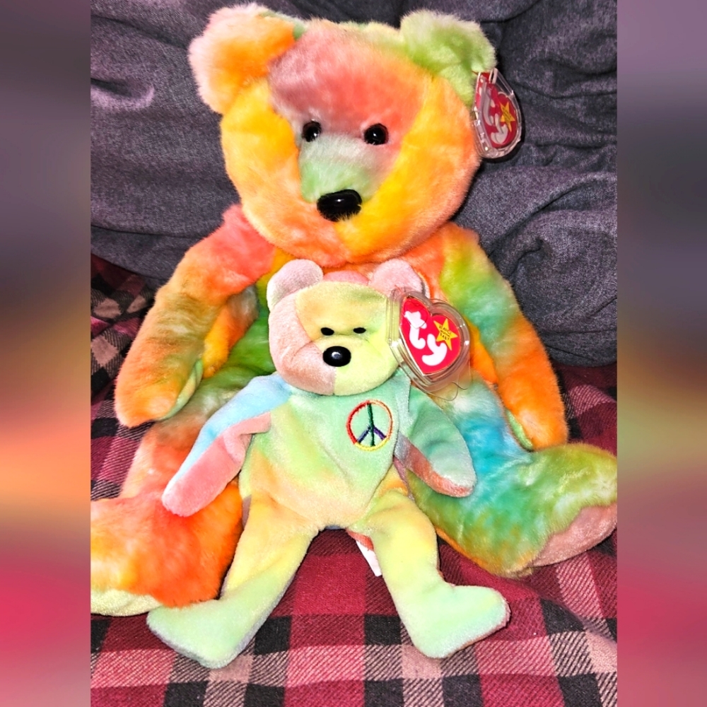 Ty Peace 15in Beanie Buddie and Beanie Baby Peace .BeanBaby "ii" error rare!